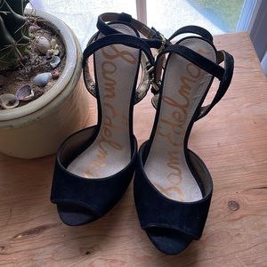 Black suede Sam Edelman platform stiletto size 7 1/2